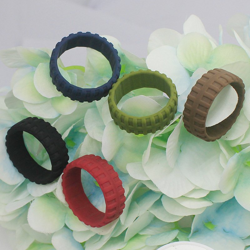 Tire pattern silicone ring breathable sports ring men's silicone ring 10 color set customizable